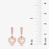 Genuine Pink Morganite & 1/ CT. T.W. Genuine Diamond 10K Rose Gold Heart Drop Earrings