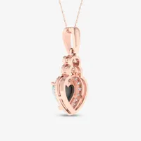 Womens Genuine Opal & 1/ CT. T.W. Genuine Diamond 10K Rose Gold Heart Pendant Necklace