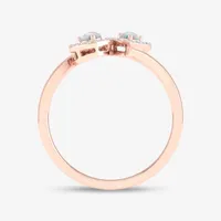 Womens Genuine Opal & 1/10 CT. T.W. Dimaond 10K Rose Gold Cocktail Ring