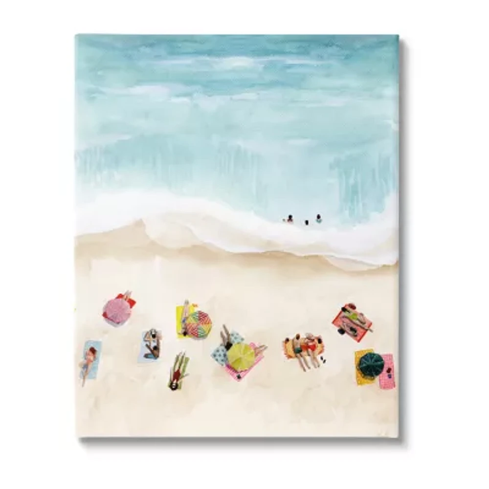 Stupell Industries Summer Beach Day People Swimming Canvas Art