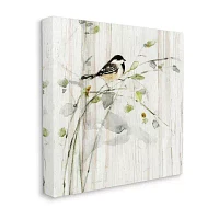 Stupell Industries Bird Perched Birch Pattern Canvas Art