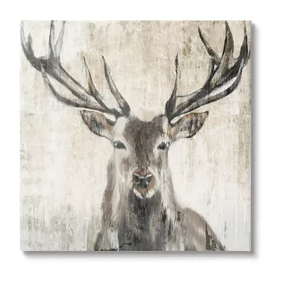 Stupell Industries Rustic Deer Elk Wildlife Portrait Canvas Art