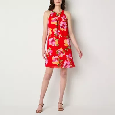 Jessica Howard Womens Sleeveless Floral Shift Dress