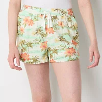 Arizona Womens Mid Rise Pull-On Short Juniors