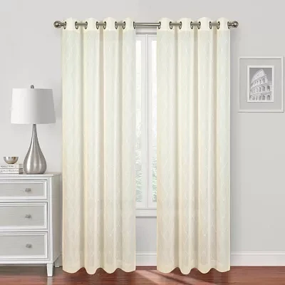 Regal Home Bayview Embroidered Sheer Grommet Top Single Curtain Panel