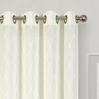 Regal Home Bayview Embroidered Sheer Grommet Top Single Curtain Panel