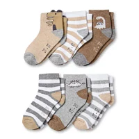 Okie Dokie Little & Big Boys 6 Pair Quarter Ankle Socks