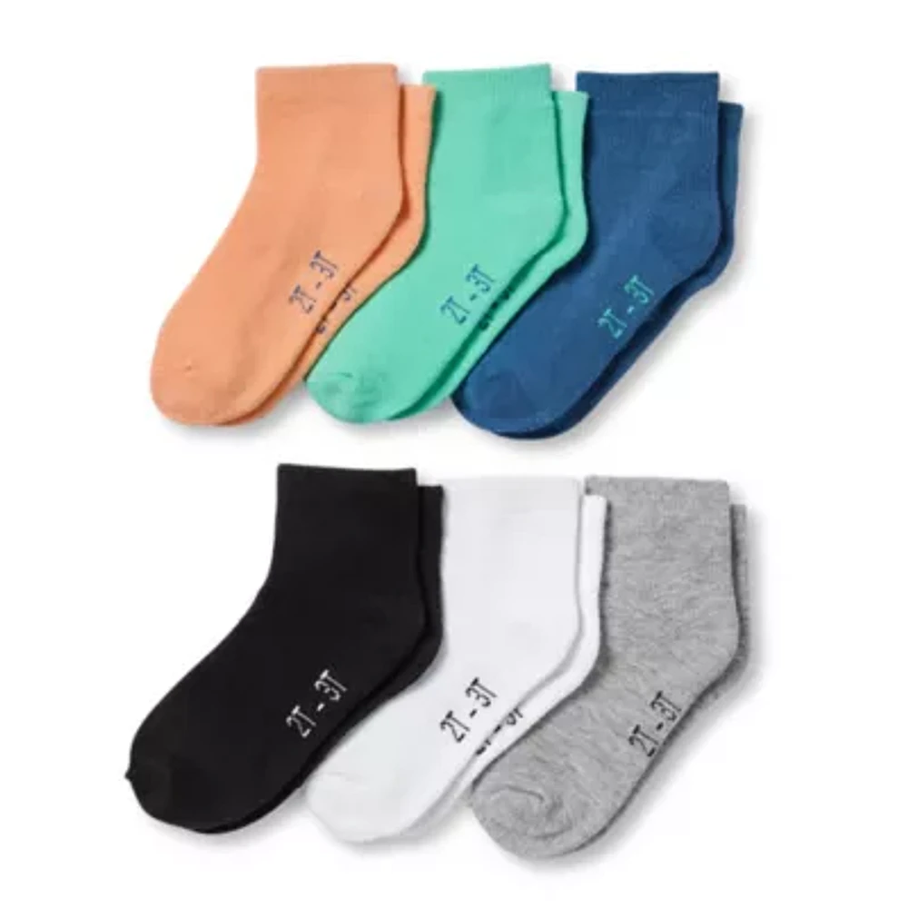 Okie Dokie Toddler Boys 6 Pair Quarter Ankle Socks