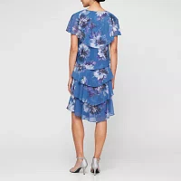 S. L. Fashions Floral Womens Short Sleeve Shift Dress
