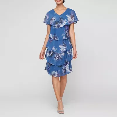 S. L. Fashions Floral Womens Short Sleeve Shift Dress