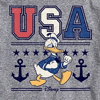 Novelty Mens Crew Neck Short Sleeve Classic Fit Americana Donald Duck Graphic T-Shirt