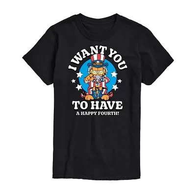 Mens Short Sleeve Americana Garfield Graphic T-Shirt