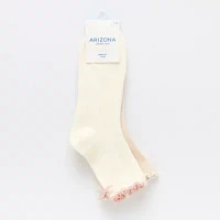 Arizona Lettuce Edge Backseam Bow 2 Pair Quarter Ankle Socks Womens
