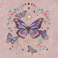Juniors Celestial Butterfly Boyfriend Womens Crew Neck Short Sleeve Graphic T-Shirt