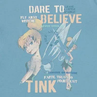 Juniors Tinkerbell Boyfriend Womens Crew Neck Short Sleeve Tinker Bell Graphic T-Shirt
