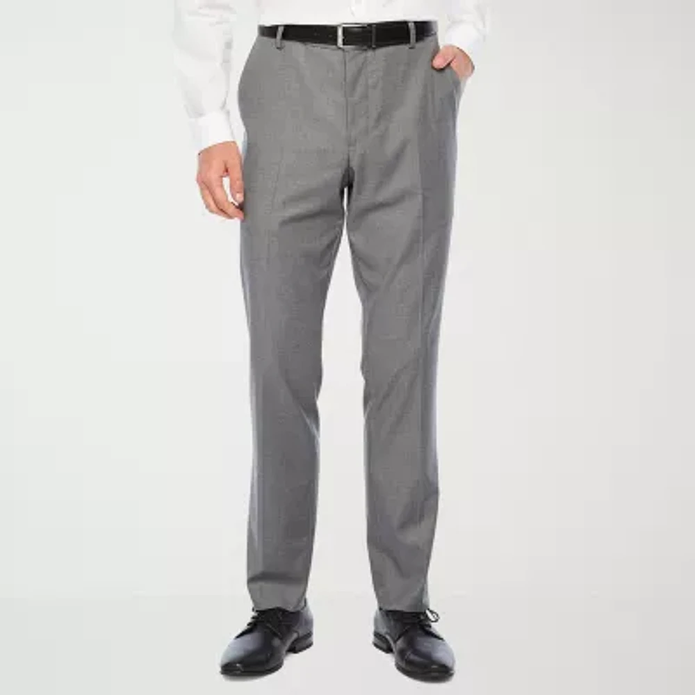 J. Ferrar Ultra Comfort Medium Gray Super Slim Fit Stretch Suit Pants