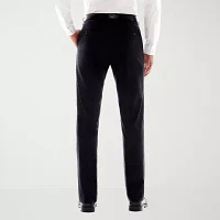 J. Ferrar Navy Flat-Front Stripe Slim Fit Suit Pants