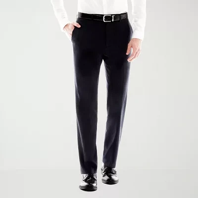 J. Ferrar Navy Flat-Front Stripe Slim Fit Suit Pants