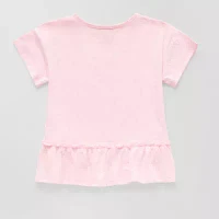 Thereabouts Little & Big Girls Round Neck Short Sleeve Peplum Top