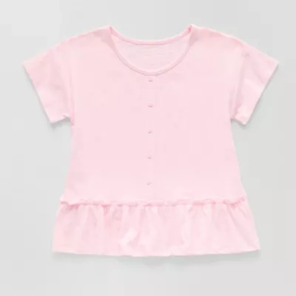 Thereabouts Little & Big Girls Round Neck Short Sleeve Peplum Top