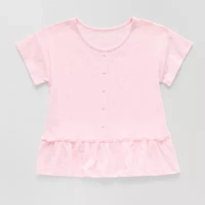 Thereabouts Little & Big Girls Round Neck Short Sleeve Peplum Top