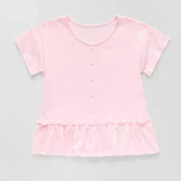 Thereabouts Little & Big Girls Round Neck Short Sleeve Peplum Top