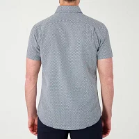 Report Collection Mens Modern Fit Short Sleeve Geometric Button-Down Shirt