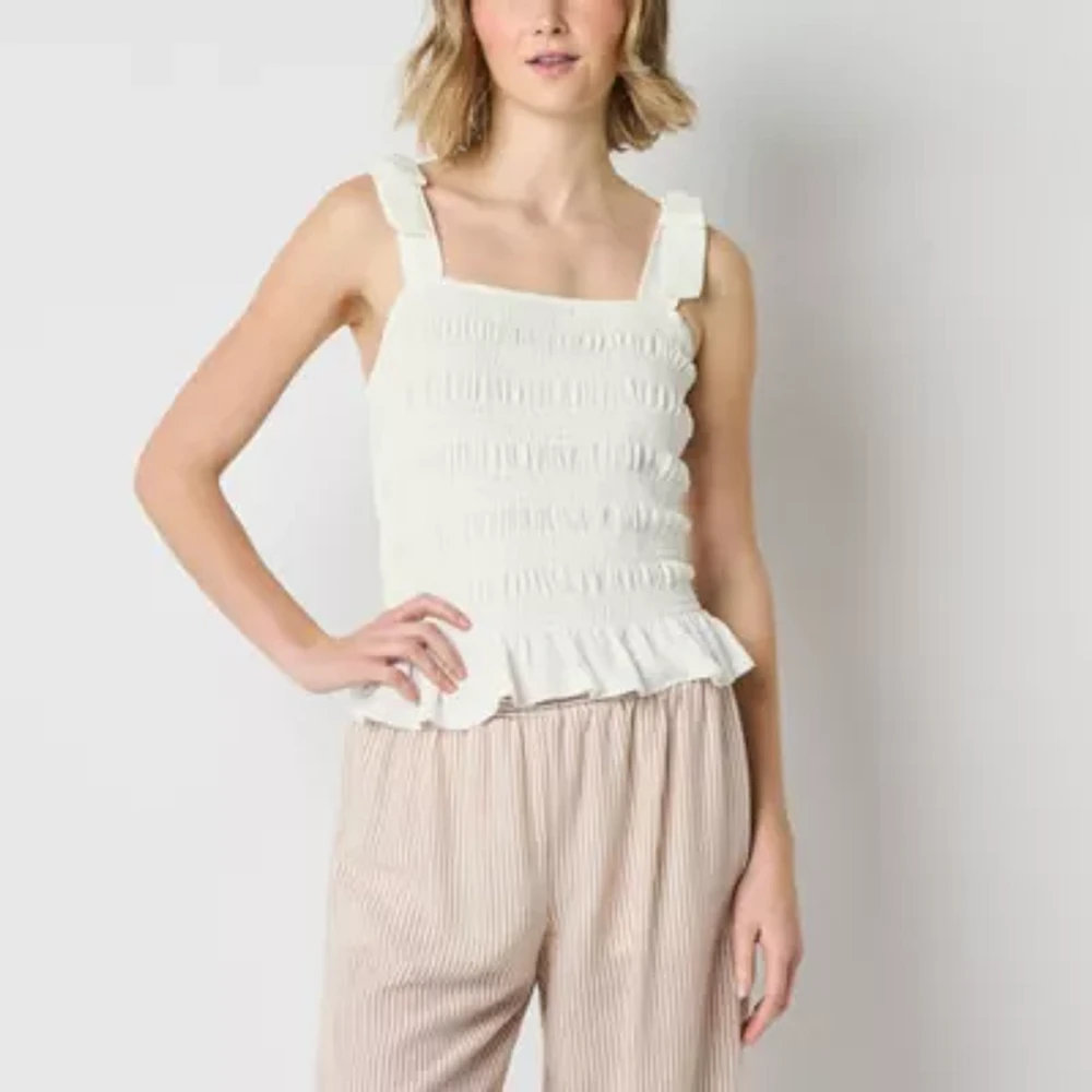 Brannan Womens Square Neck Sleeveless Blouse