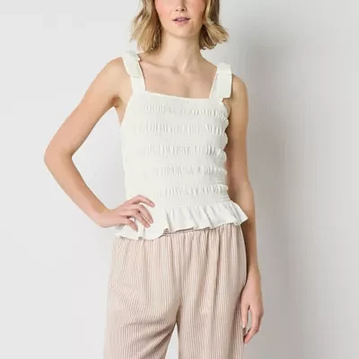 Brannan Womens Square Neck Sleeveless Blouse