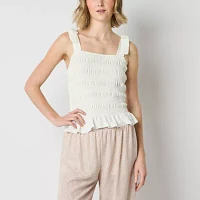 Brannan Womens Square Neck Sleeveless Blouse