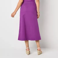 Liz Claiborne Womens Mid Rise Midi A-Line Skirt