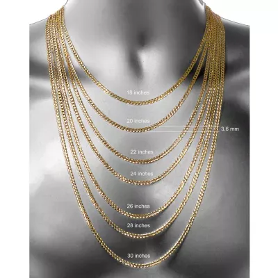 14K Two Tone 3.65MM Diamond Cut Curb Necklace
