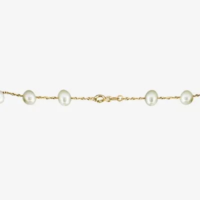 Effy  Womens White Cultured Freshwater Pearl 14K Gold Strand Necklace