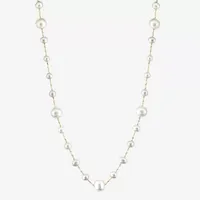 Effy  Womens White Cultured Freshwater Pearl 14K Gold Strand Necklace