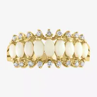 Effy  Womens 1/6 CT. T.W. Diamond & Genuine White Opal 14K Gold Cocktail Ring