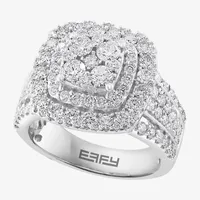 Effy Womens CT. T.W. Mined White Diamond 14K Gold Halo Cocktail Ring
