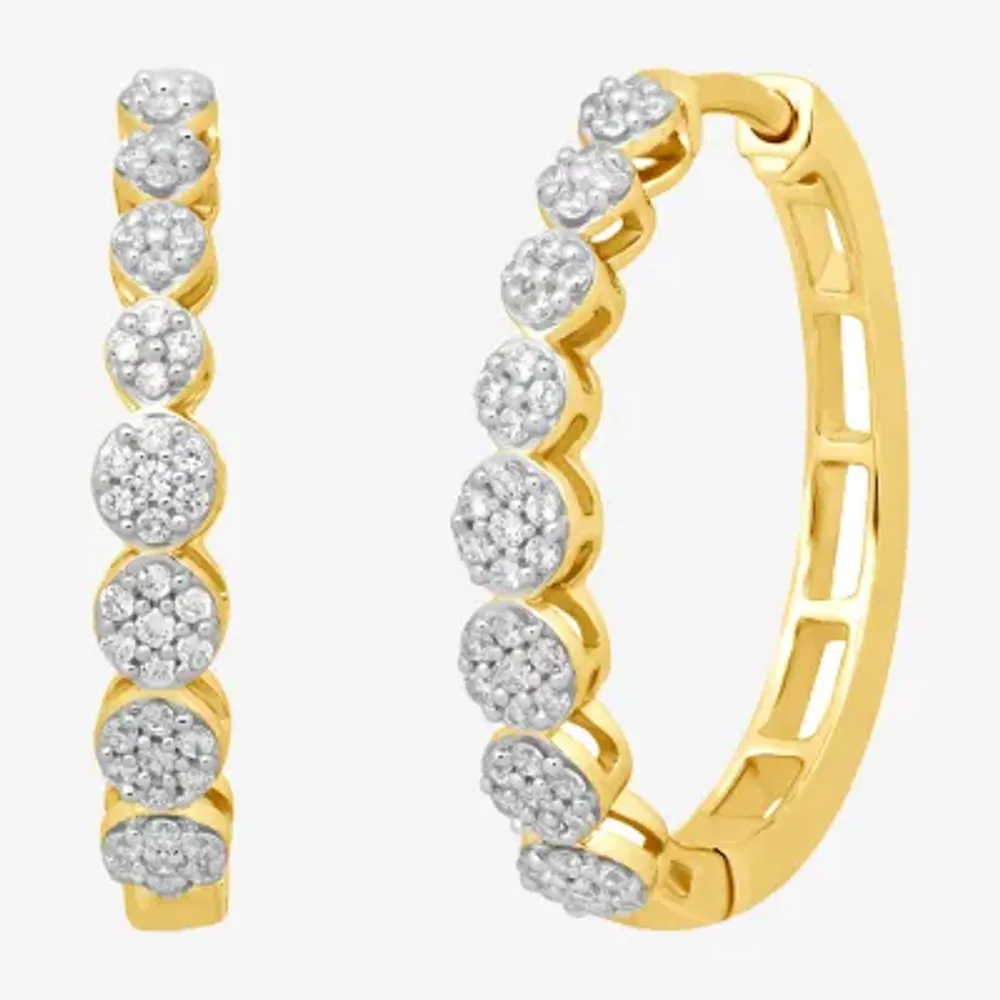 Diamond Hoop Earrings 1-1/2 ct tw Round-cut 14K Yellow Gold