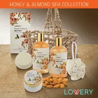Lovery Honey & Almond Home Bath Gift Set - 7pc Handmade Spa Kit