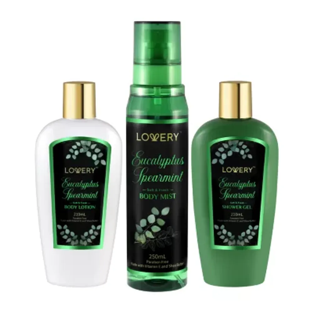 Lovery Eucalyptus Spearmint Travel Set - 3pc Bath And Body Kit