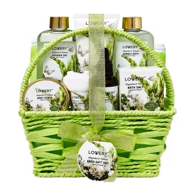 Lovery Magnolia And Tuberose Spa Gift Basket - 11pc Bath Set
