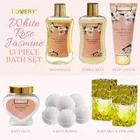 Lovery White Rose And Jasmine Spa Gift - 13pc Gold Perfume Set