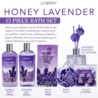 Lovery Honey Lavender Home Bath Gift Set -15pc Relaxation Gifts