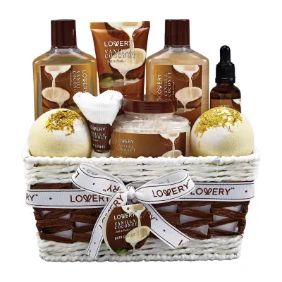 Lovery Vanilla Coconut Bath Set - 9pc Home Spa Basket