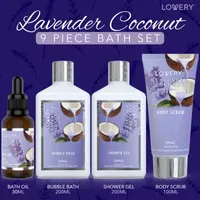 Lovery Lavender And Coconut Bath Gift Set - 9pc Spa Kit