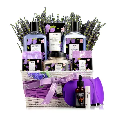 Lovery Lavender & Lilac Spa Gift Basket - 11pc Body Care Package