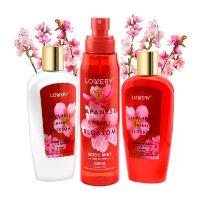 Lovery Japanese Cherry Blossom Set - 3pc Bath And Body Kit