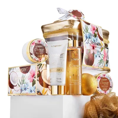 Lovery Coconut Scented Home Spa Gift Set - 8pc Self Care Kit