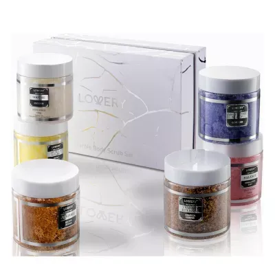 Lovery Body Scrub Gift Set - 6pc Marble Exfoliating Spa Salts