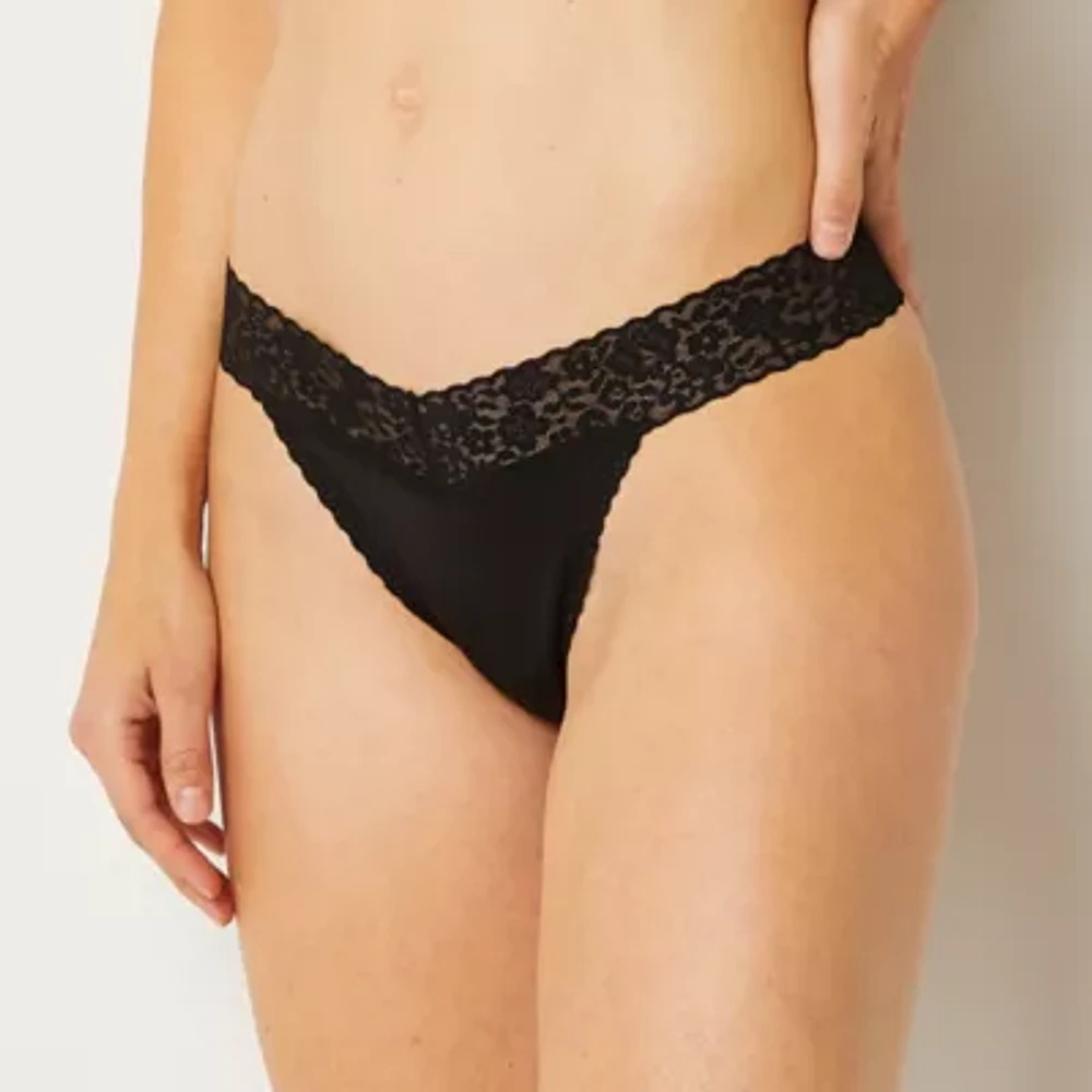 Ambrielle Everyday Thong with Lace Trim Panty