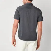 Van Heusen Slim Mens Moisture Wicking Fit Short Sleeve Button-Down Shirt